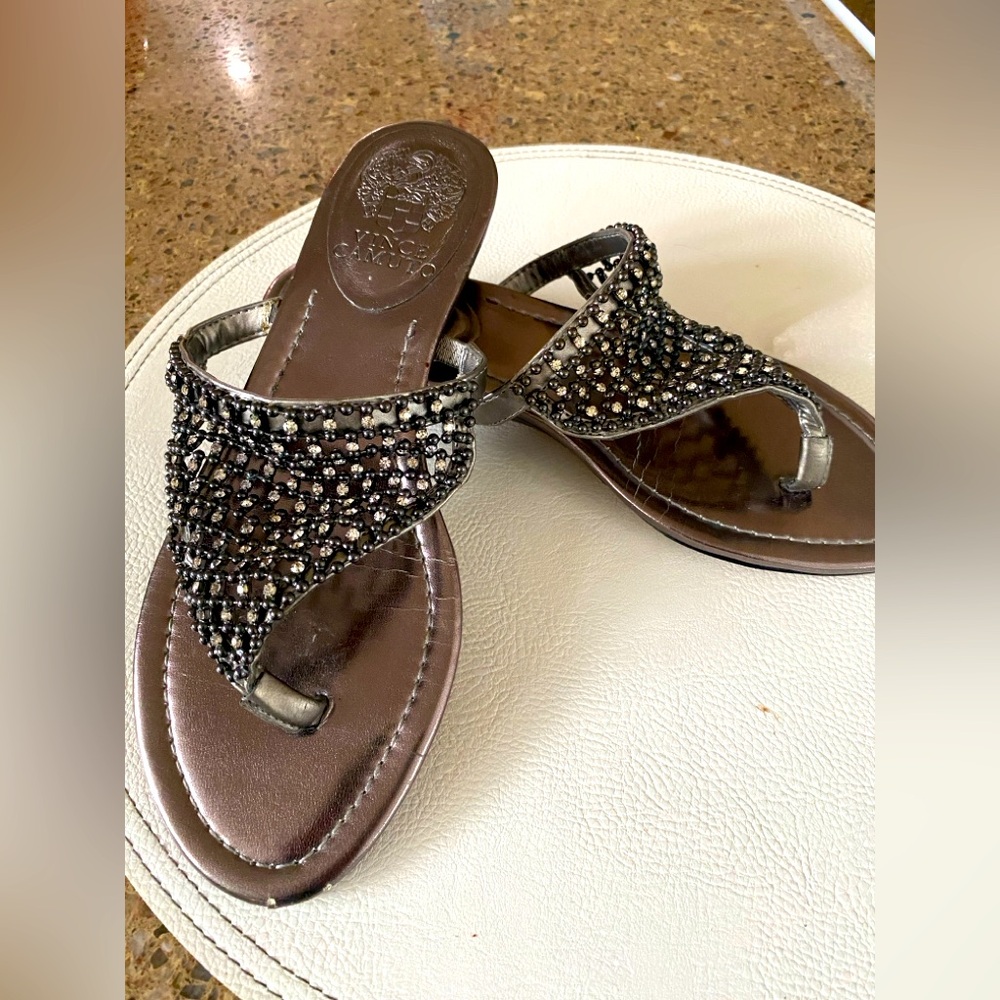 Vince Camuto Crystal and Bead Woven Sandals 6M